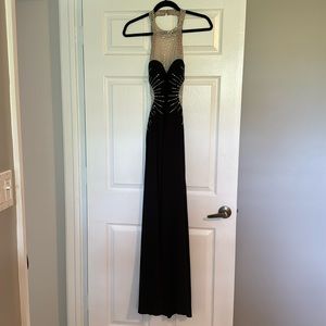 Betsy and Adam Long Black Evening Gown, size 6